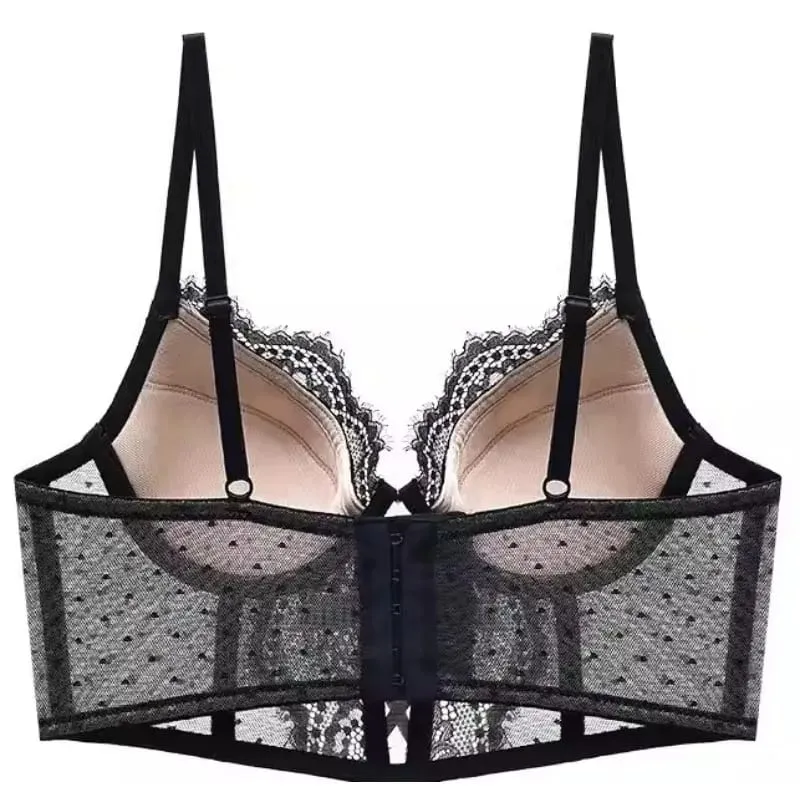 Push Up krajkový set spodního prádla pro ženy Průsvitná košilka s měkkou kosticí podprsenka Fishbone Teddy Sexy svatební líbánky S-XL
