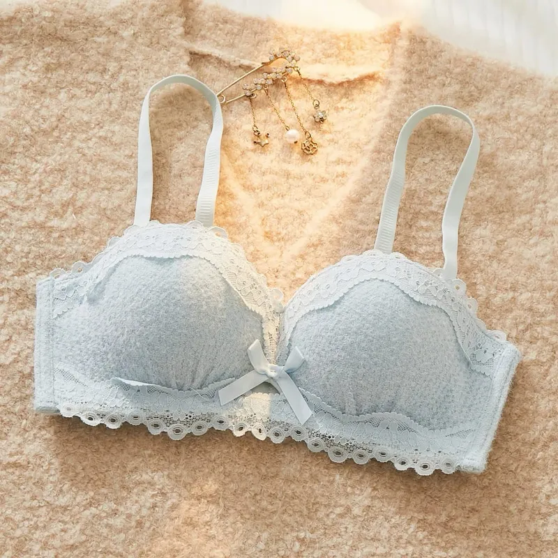 Set di lingerie sexy in pizzo push up imbottito spesso per il seno piccolo che migliora il modellamento del reggiseno a mezza coppa nascosto intimo intimo