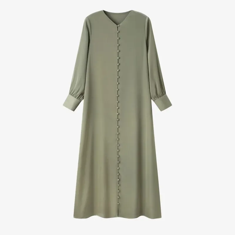 AS SS26 vestido de satén ligero con botones de bolas, ropa ligera de mujer elegante de tela súper cómoda — image 9