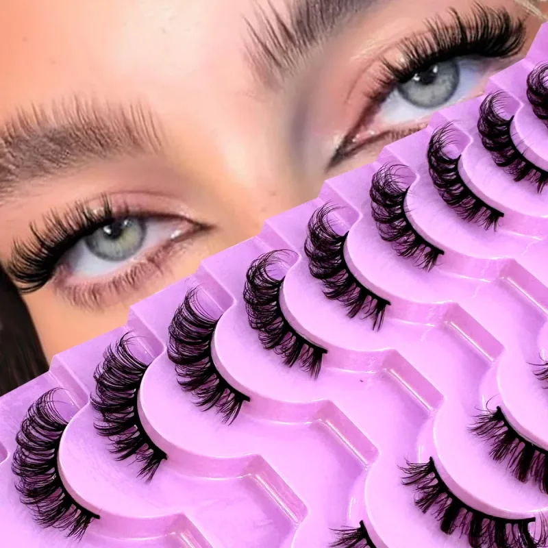 Half Lashes 10 Pairs Half Lashes Soft Natural Cat Eye Lashes Makeup Tool Fake Eyelashes Extension Fluffy Faux Cils