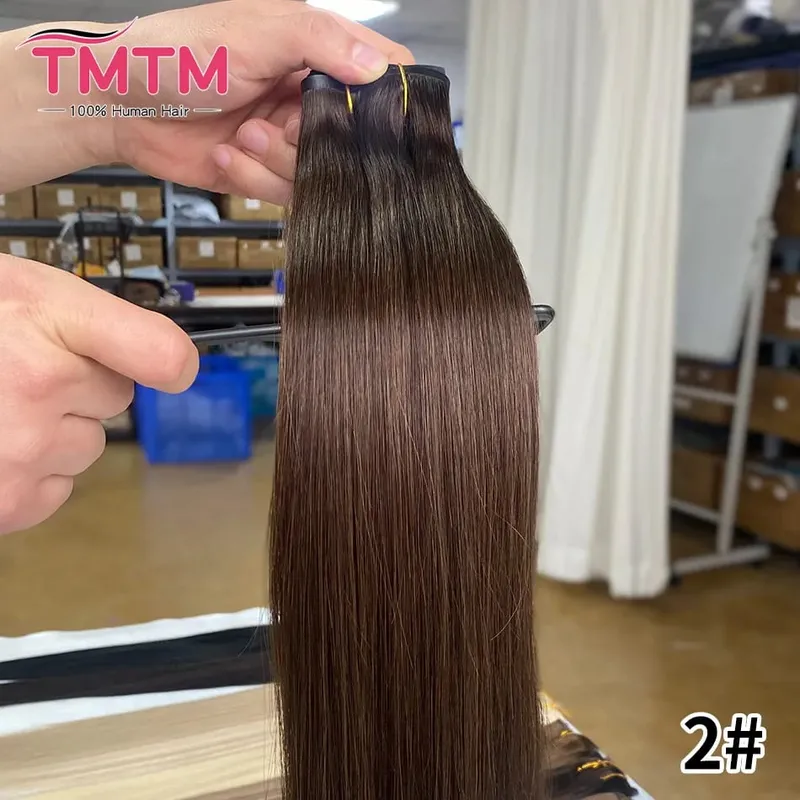 Straight PU Clip Ins Human Hair Extensions Black Brown Color 7 Pcs 110g/Set Seamless Invisible PU Weft For Women 100% Human Hair