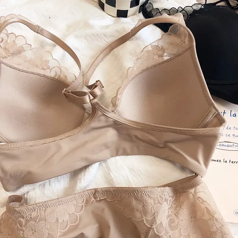 Thin Glossy Cup Cross Backless Lace Front Closure Bra and Panties Set with Push Up Underwear Women Beautiful Sexy Lingerie — image 5