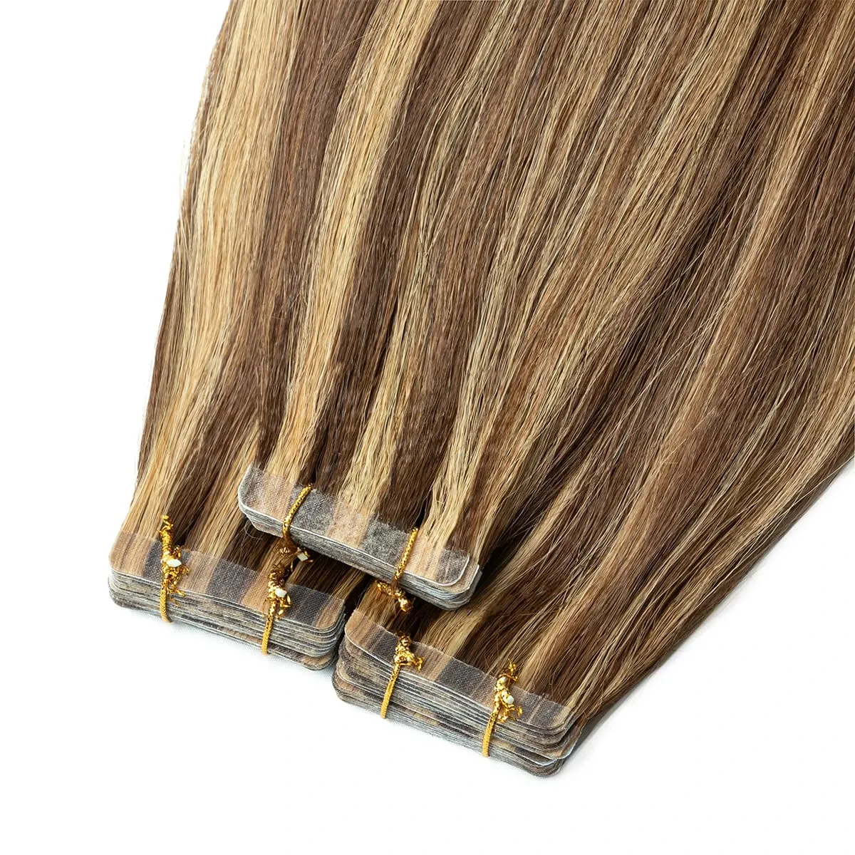 Light Yaki Straight Tape In Hair Extensions Human Hair Remy Tape Ins 12-24” 20pcs/Pack Yaki P4-27 Tape On Hair Bundles