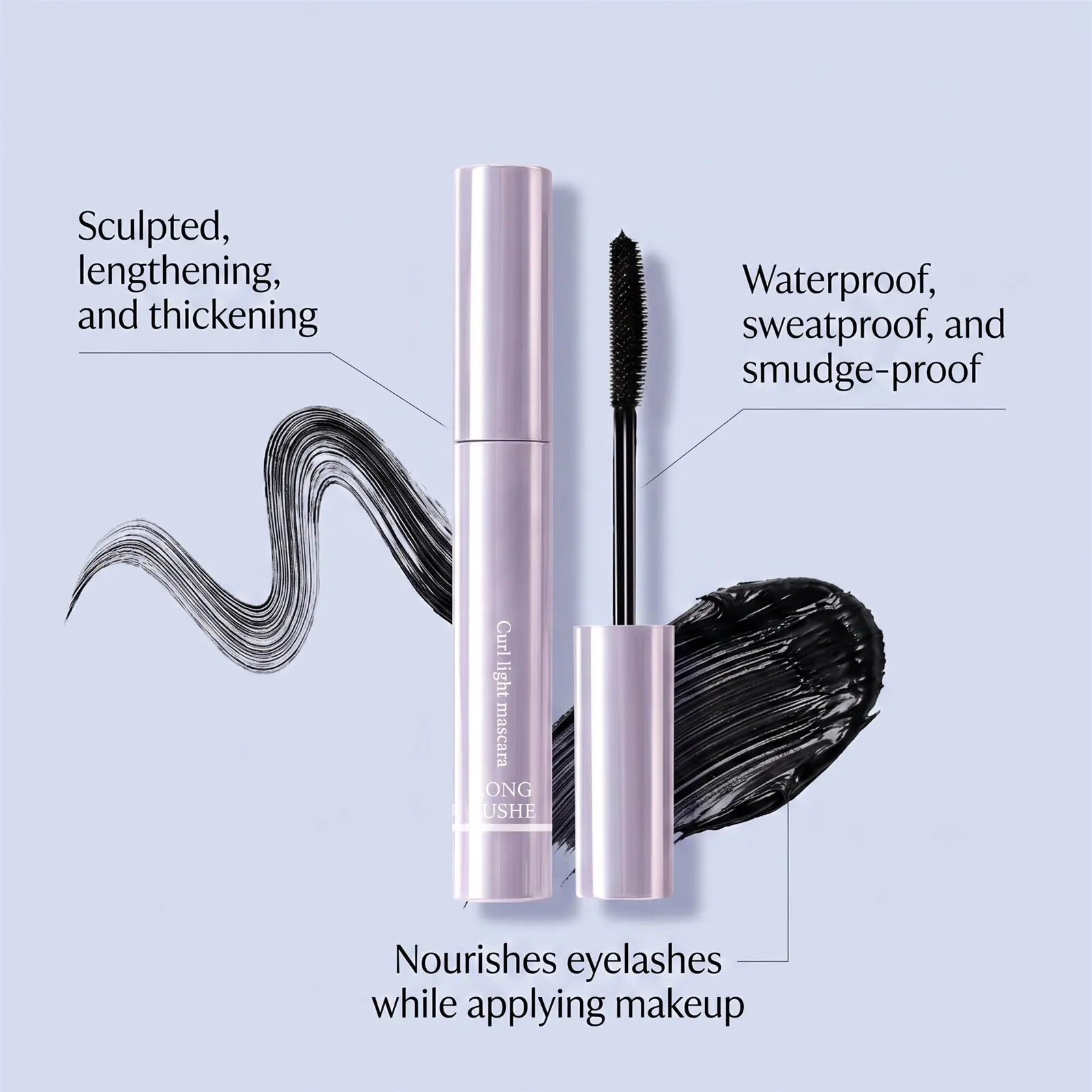 Waterproof 3D Lengthening Mascara Black Eyelash Extension Eye Lashs Brush Long-Wearing Silk Volumizing Mascara Cosmetics Gift