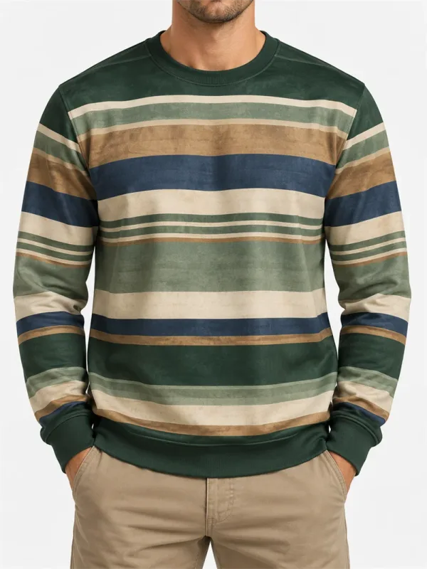 Men's Vintage Striped Crewneck Sweatshirt Casual Long Sleeve Pullover Color Block Autumn Streetwear Everyday Fashion Classic Top