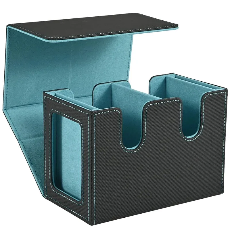 Deck Box with 2 Commander Display Double Deck Box for 140+ Single Sleeved Cards Fits for TCG CCG Magic Cards