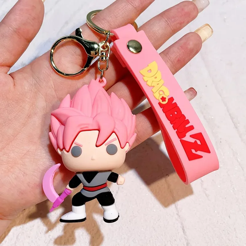 Anime Dragon Ball Keychain PVC Cartoon Cartoon Figure Trunks Son Goku Piccolo Buu Vegeta Figures Key Chain Keyring Bag Decor