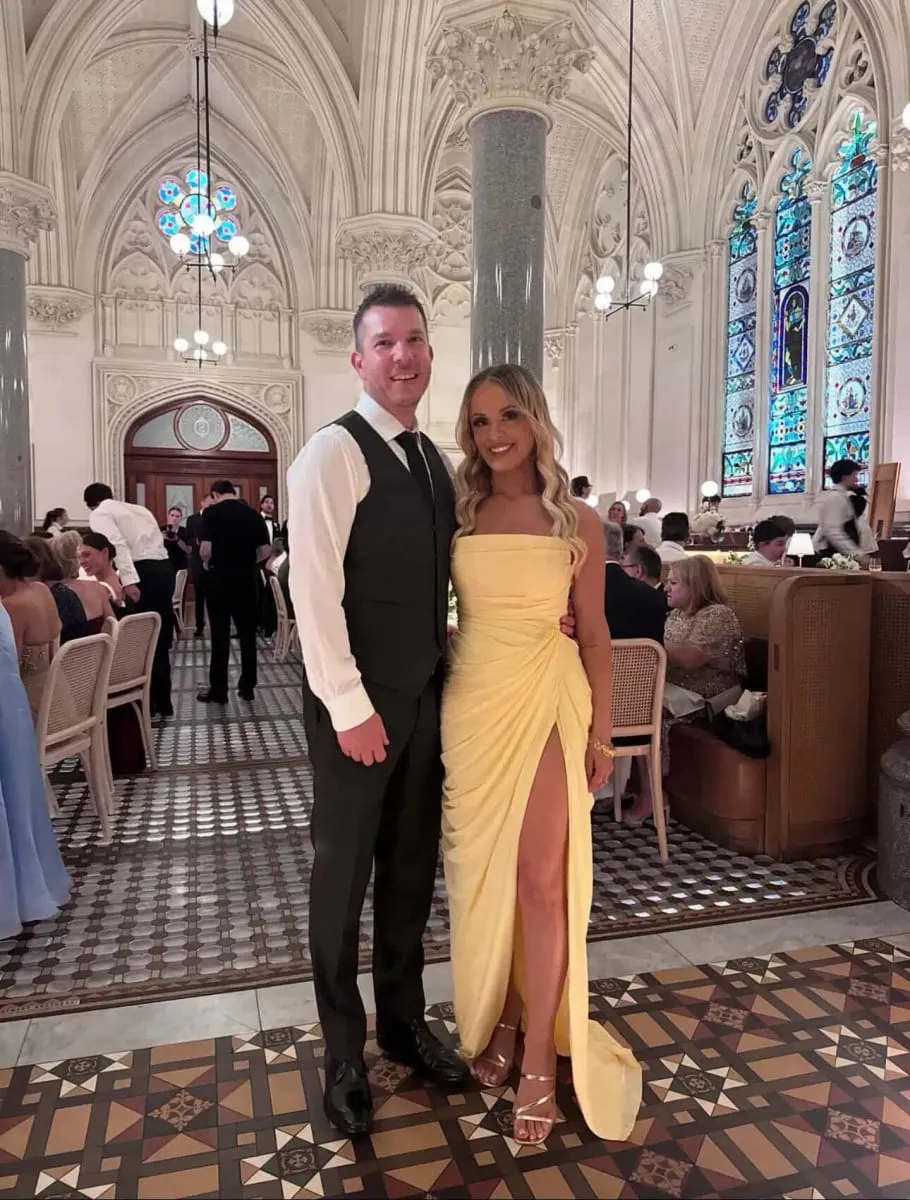 Mingmingxi Spring Summer Yellow Strapless Maxi Dress Ruched High Slit Evening Gown Bodycon Wedding Guest Party Dress Women — image 4