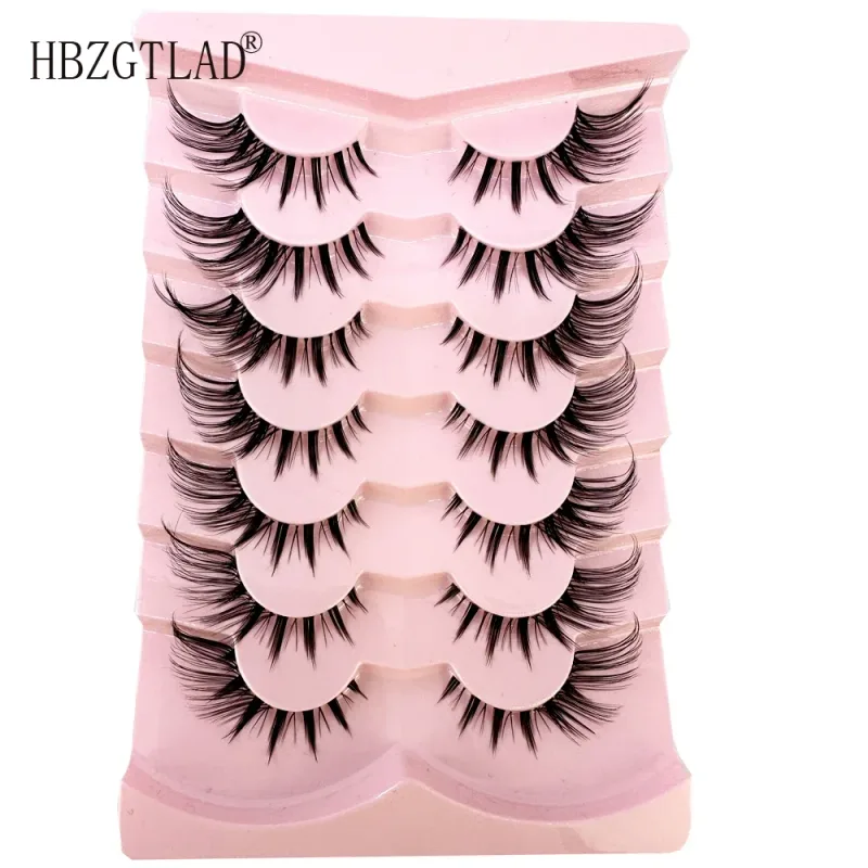 7/8PairsCat Eye Eyelashes manga Lashes 3D Clear Band Lashes naturalHalf Lashes End Eye Elongated Mink Eyelashes Fluffy Eyelashes — image 7