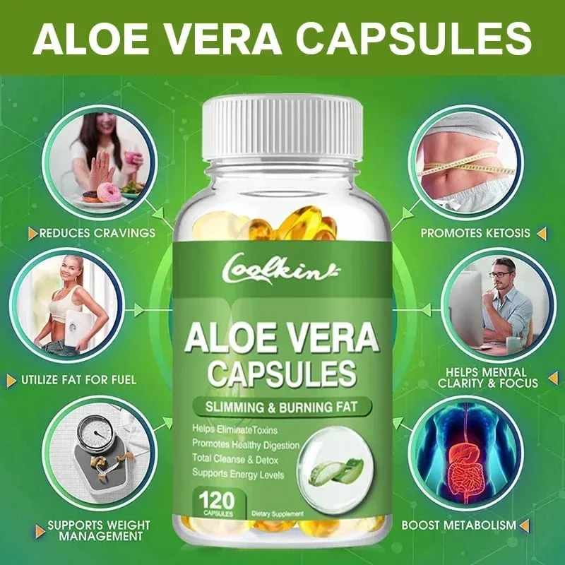 Aloe Vera Extract Capsules - Supports Intestinal Digestive and Immune Health Relieves Constipation and Balances Stomach AcidSu