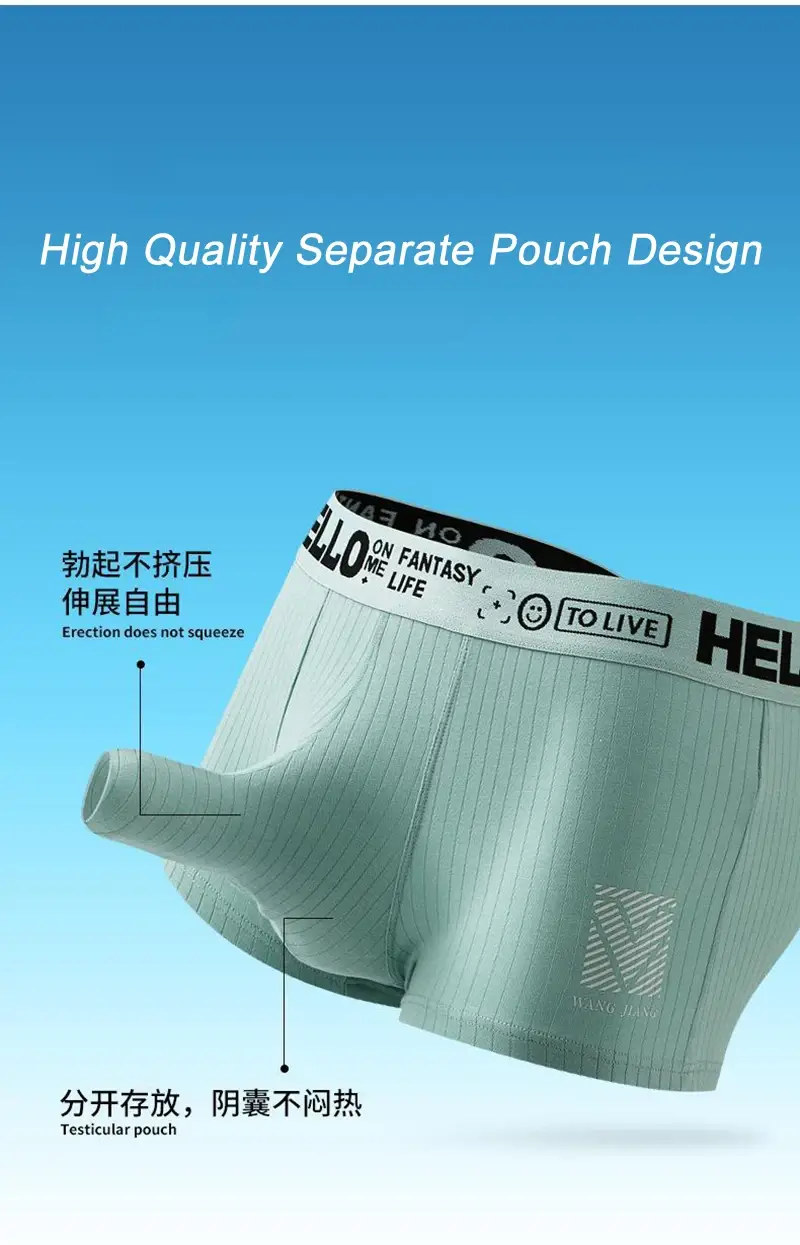 Men's Open Elephant Nose Boxer Shorts Cotton Comfortable Breathable Male Separate Long Penis Pouch Underpants Sexy Underwear
