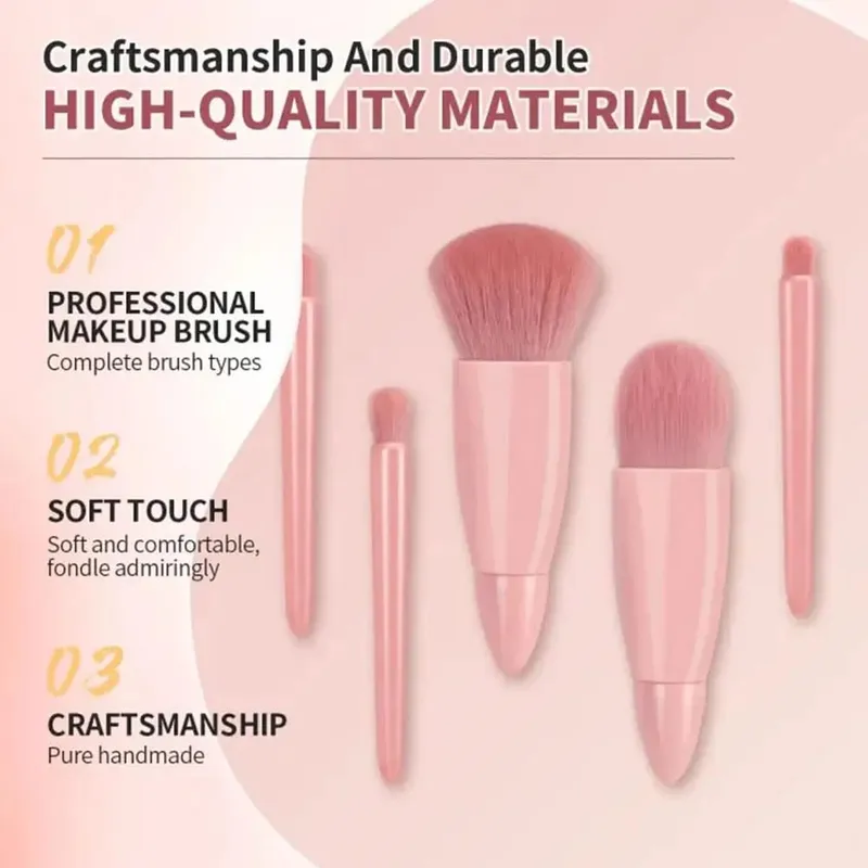 Brushes Small Complete Function Cosmetic Brushes Kit With Case And Mirror 5pcs Travel Size Makeup Brushes Set Mini Makeup