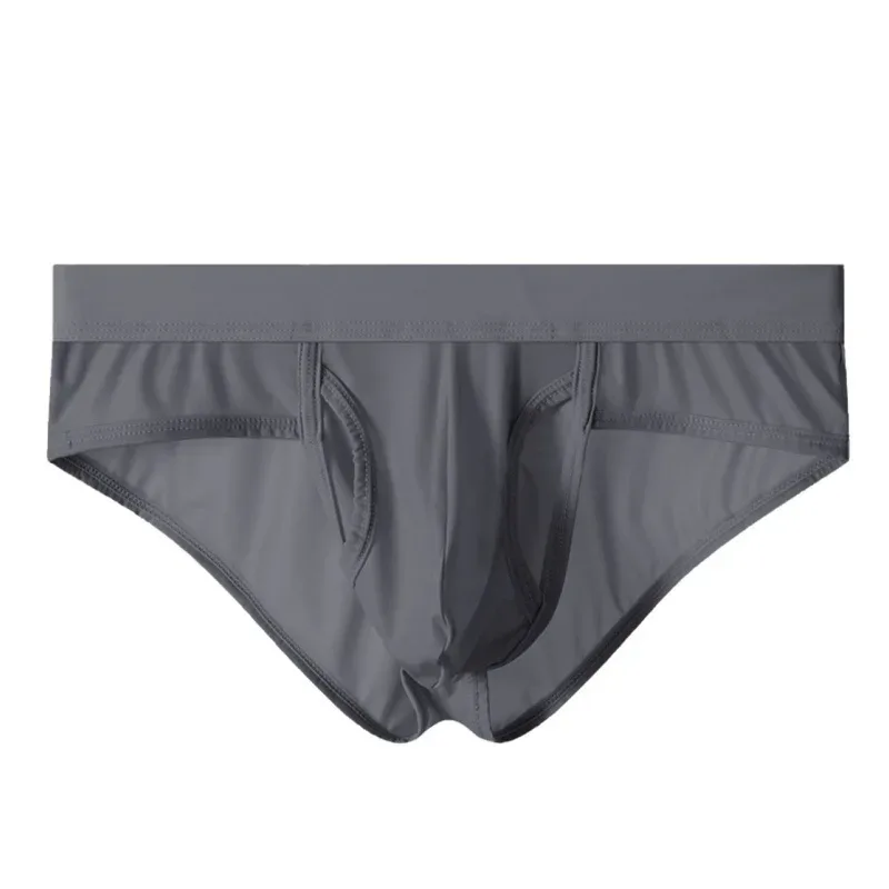 Open Front Fly Pouch Underwaer Men Scrotal Support Sports Briefs Ice Silk Breathable Underpant Bullet Separate Healthy Panties