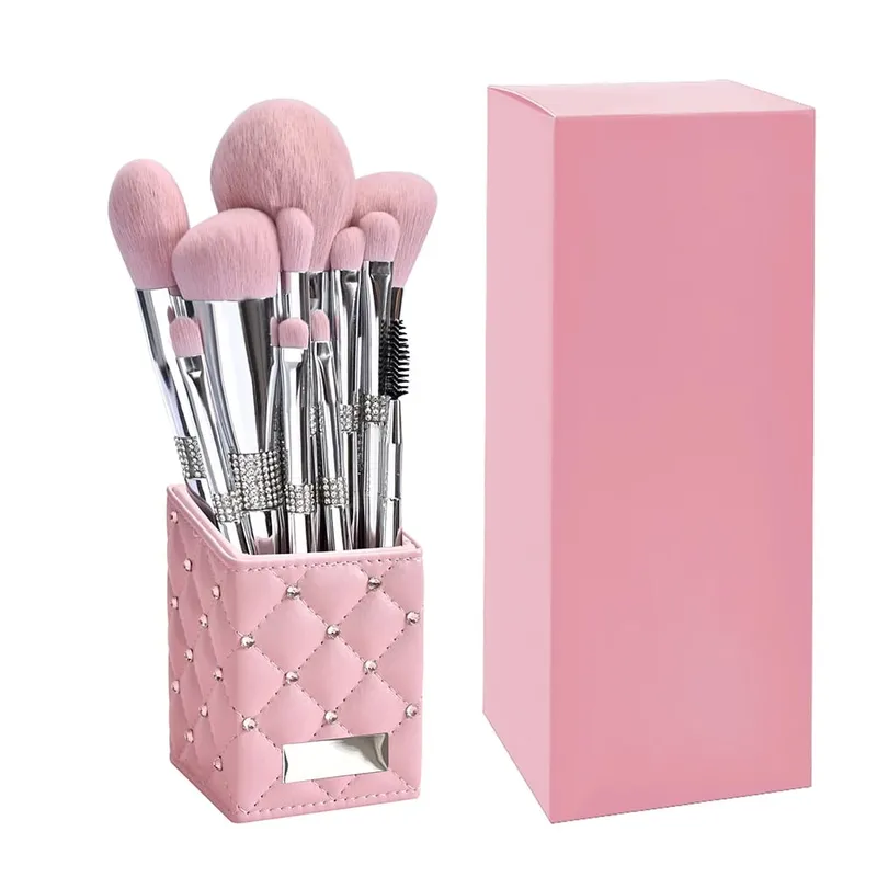New 11 Pcs/set Diamond Makeup Brushes Set Powder Foundation Blush Contour Eyeshadow Brow Lashes Cosmetic Brushes Beauty Tools