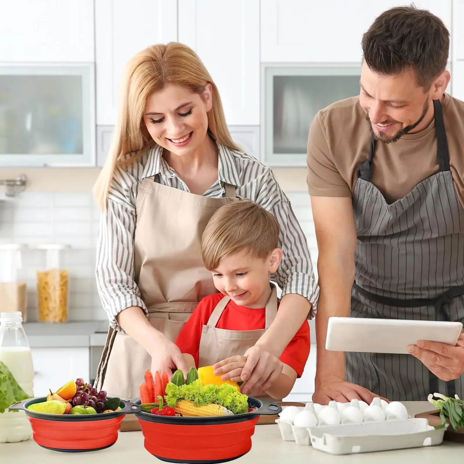 Collapsible Pasta Strainers Kitchen Colander for Draining Fruit Kitchen Silicone Filter Vegetables Baskets Sink Washing Bowl