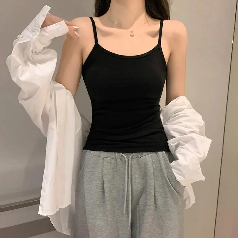 Simple Solid Color Women Tank Tops Soft Cotton Camis sleeveless Basic Vest Tshirt Sexy Strapy Camisole for Women Clothing