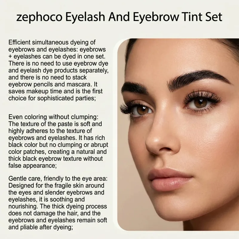 2-in-1 Lash and Brow Tint Kit Professional DIY Semi-Permanent Eyelash Eyebrow Color Dye Set Home Salon Use Intense Black 1 Set