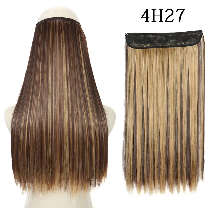 Synthetic Long Straight No Clip Invisible Line Hair Extensions 40 55 80cm Natural Brown Blonde Fake Hairpiece For Women