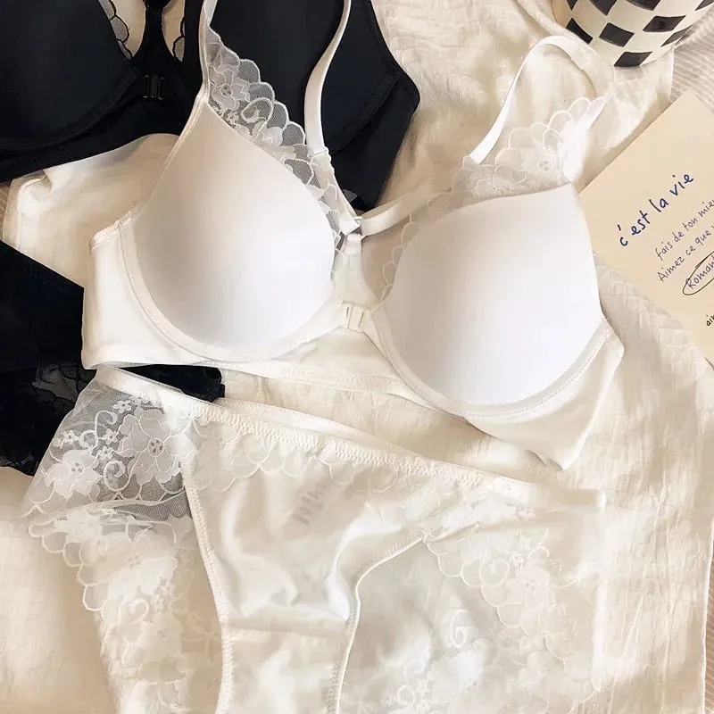 Thin Glossy Cup Cross Backless Lace Front Closure Bra and Panties Set with Push Up Underwear Women Beautiful Sexy Lingerie — image 9