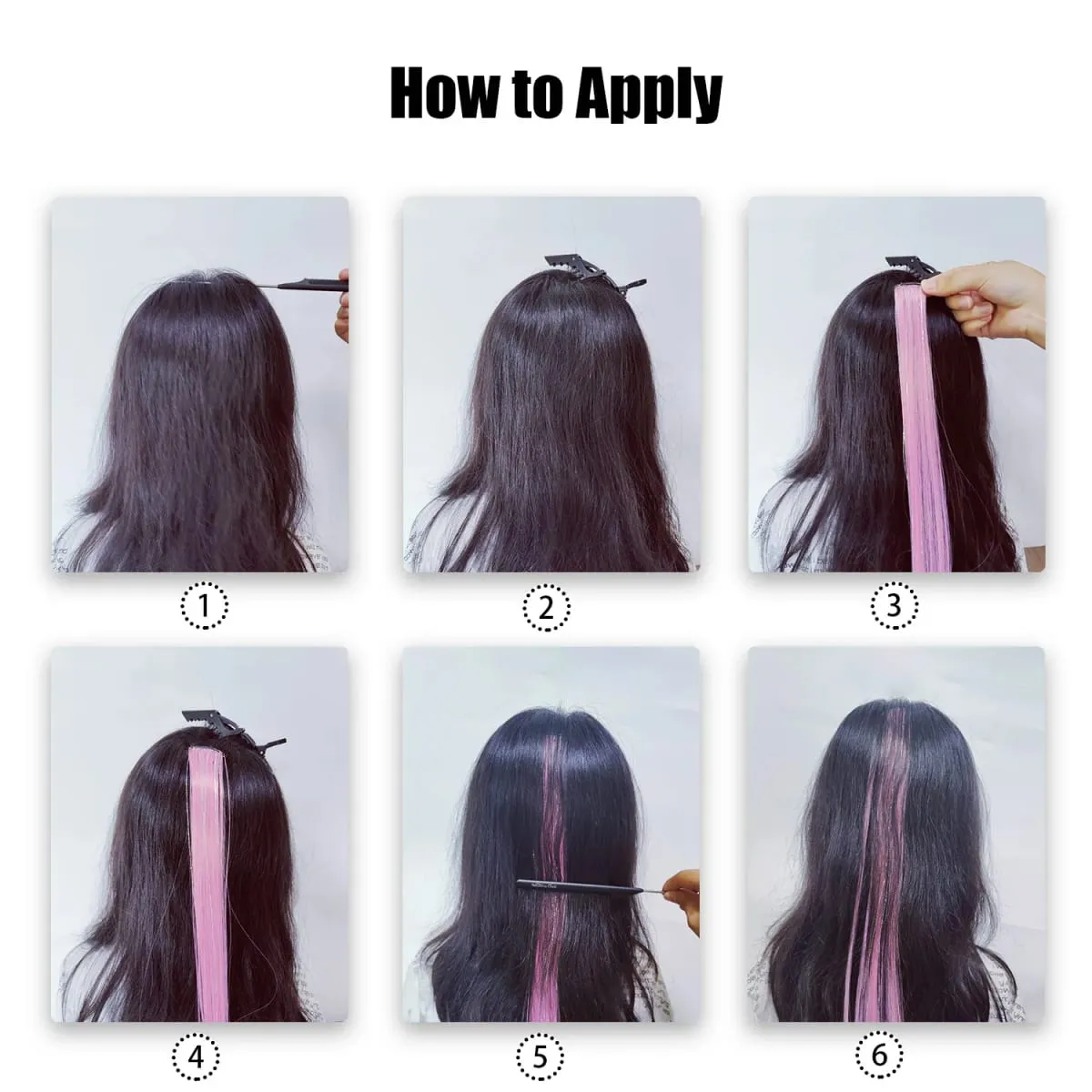 6pcs/pack Colored Party Highlights Clip in Hair Extensions 22 inches Multi-colors Straight Hair Synthetic Hairpieces