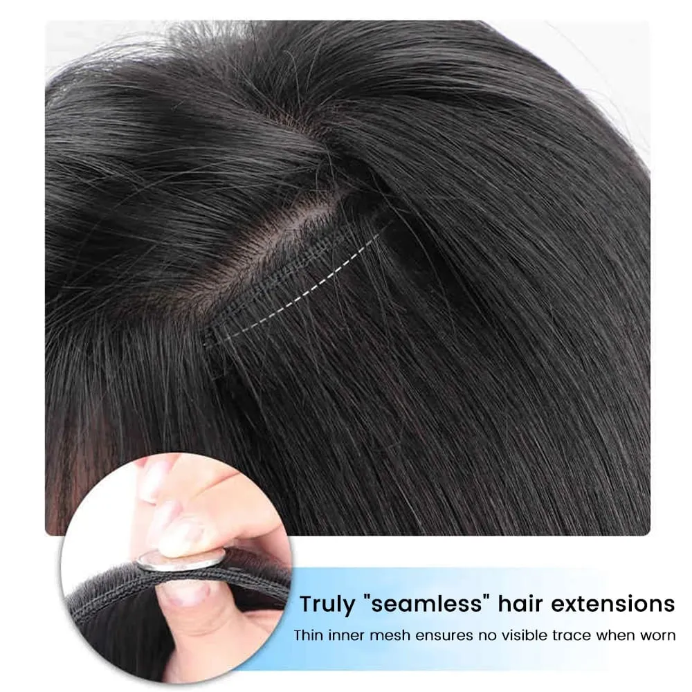 20 Inci Sintetis Panjang Keriting Bergelombang Berlapis Bentuk V Klip-In Ekstensi Rambut 4 Klip Tahan Panas Rambut Palsu untuk Wanita Pesta Sehari-hari