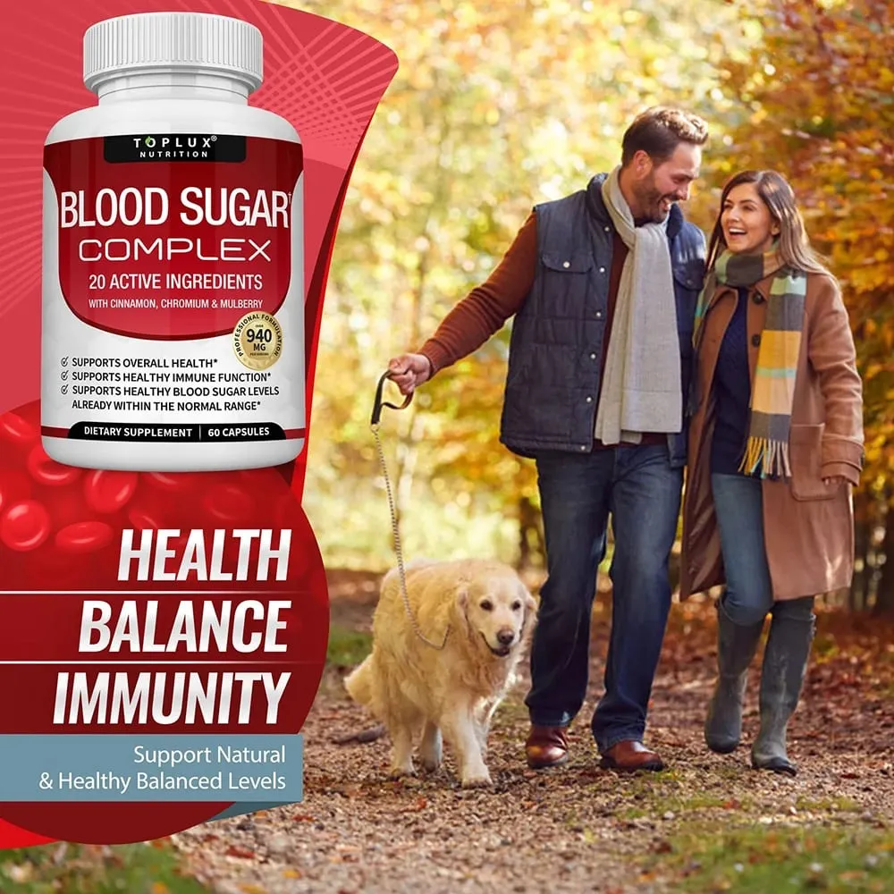 Premium Natural Blood Sugar Complex Supplement for Men & Women - Naturall 20 Herbs and Vitamins with Cinnamon Non-GMO Vegan — image 4