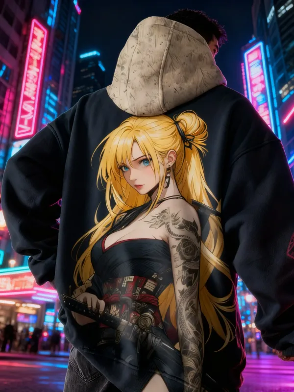 2026 Hot Anime meisje terug patroon Sweatshirt Casual Lange Mouw Capuchon 3D Afdrukken Top Fashion Oversized heren Hoodies