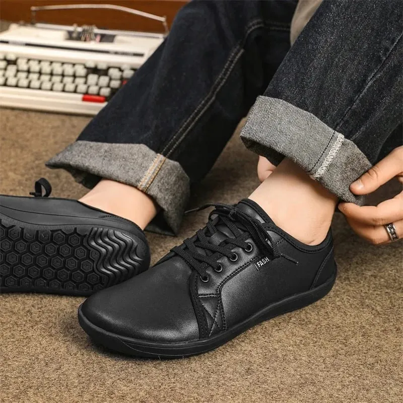2025 New Minimalist Shoes for Men Women Wide Toe Barefoot Zero Drop Shoes Casual Artificial Leather Lightweight Walking Sneakers