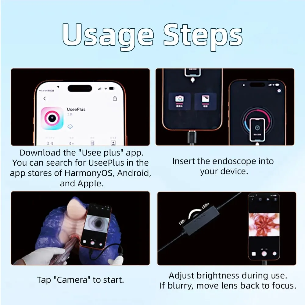 3MP HD Endoscope Camera Silicone Anal Plug With 8 LED Lights Real-Time Viewing Dildo IP68 Waterproof Sex Toys For Adult
