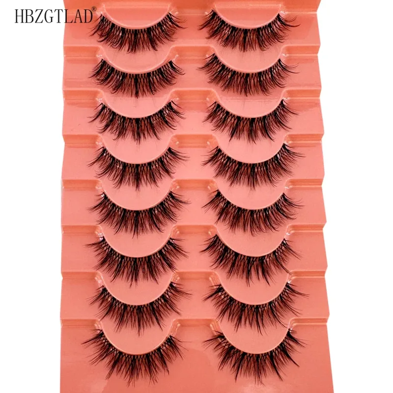 7/8PairsCat Eye Eyelashes manga Lashes 3D Clear Band Lashes naturalHalf Lashes End Eye Elongated Mink Eyelashes Fluffy Eyelashes — image 21