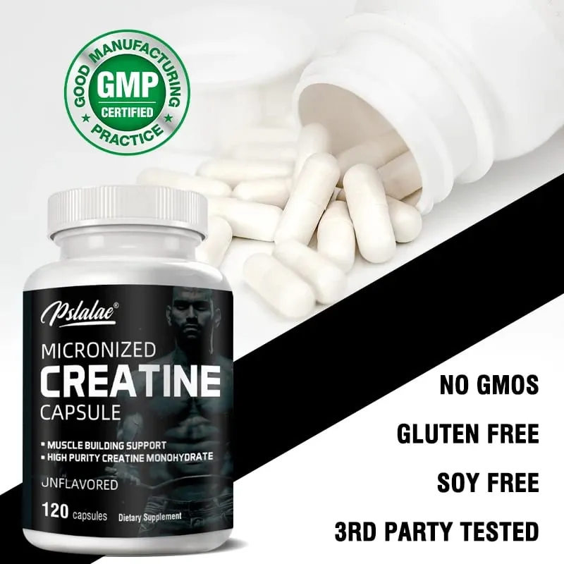 Micronized Creatine Powder (5000 Mg) Creatine Monohydrate Powder Unflavored Ketogenic Friendly Non-GMO 120 Capsules — image 7