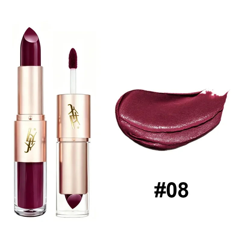 2 IN 1 Dual-End Lipstick & Liquid Lip Gloss High Shine Glossy Lip Color Long Lasting Waterproof Bold Lip Makeup