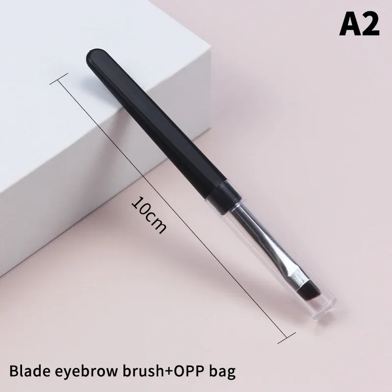 ★▲1 ชิ้น แปรงแต่งหน้าอายแชโดว์แบบพกพา ขนาดเดินทาง แปรงแต่งหน้า คิ้ว ซิลิโคน Glit เครื่องมือเครื่องสำอางที่จำเป็นพร้อมฝาปิด