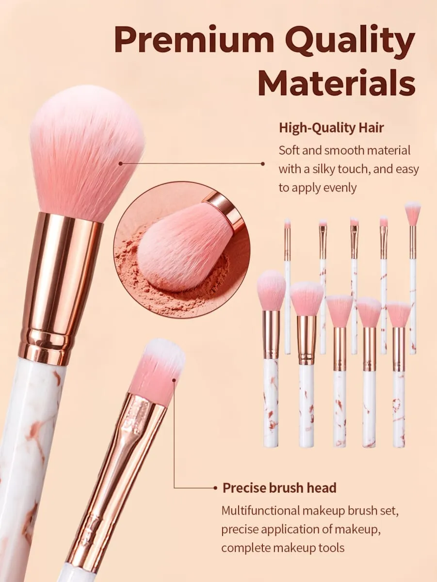 12Pcs Professional Makeup Brush Set with 2 Makeup Puff Soft Cosmetic Brushes for Powder Blush Eyeshadow Complete Makeup Kit — image 4