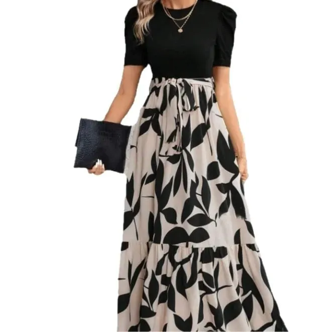 Vestidos femininos 2026 primavera verão floral impresso em torno do pescoço elegante vestido exótico estilo de férias roupas femininas