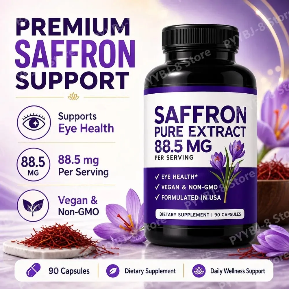 Saffron Extract Capsules 90 Count Vegan Non-GMO Gluten Free Dietary Supplement for Mood Energy and Eye Health Support