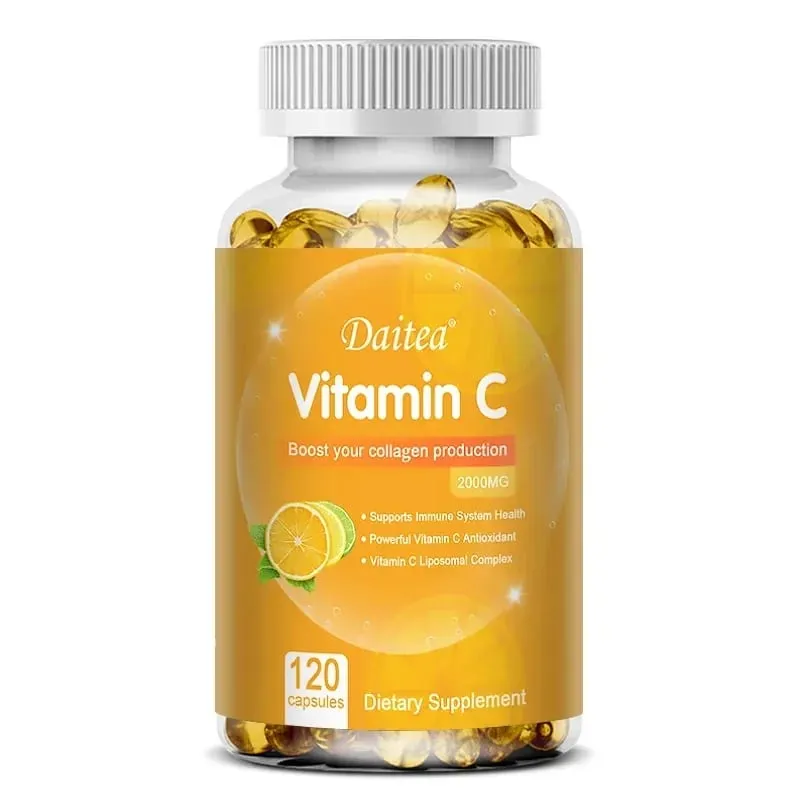 Vitamin C Capsules - 2000mg Promote Collagen Production Support Skin and Immune Health Powerful Antioxidant 120 Capsules