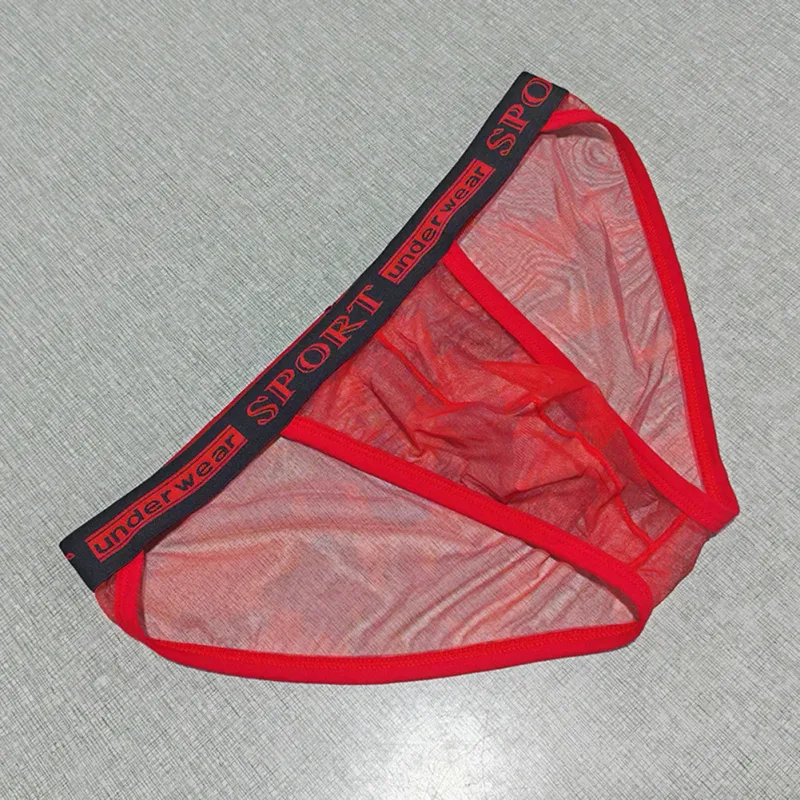 1pc Men Rose Printed Briefs High Fork Perspective Underwear Sexy Mesh Sheer Panties Breathable Comfortable Underpants