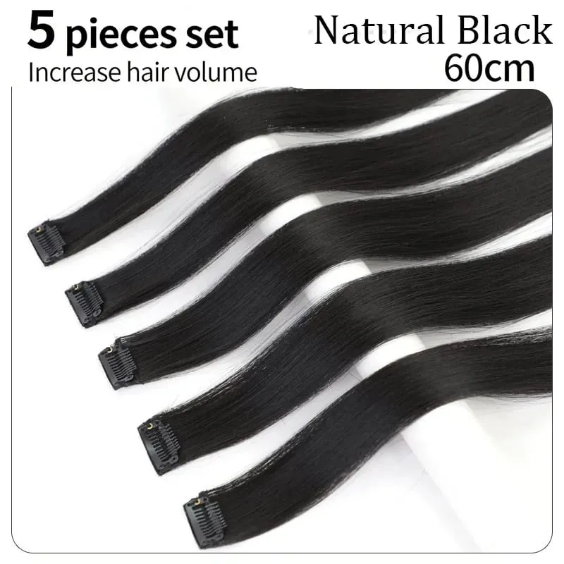 5Pcs 60cm Clip In Hair Extensions Human Hair For Adding Volumesyntheticsynthetic