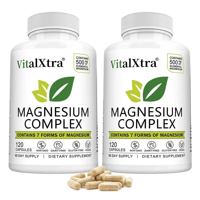 Magnesium Complex Supplement 7-in-1 Bisglycinate Chelate Oxide Malate Orotate Taurate Citrate Magnesium for Calm Sleep