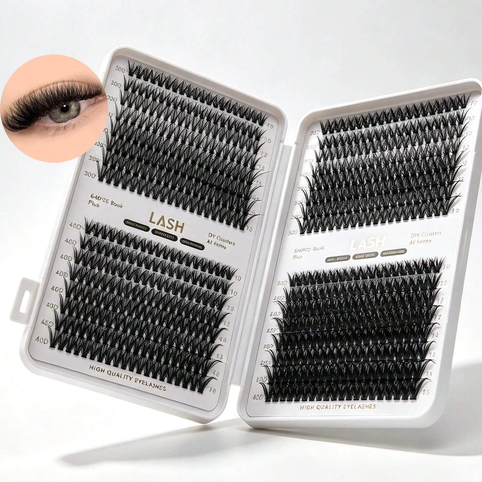 640Pcs DIY Lash Clusters Book Mixed Length 30D 80D D Curl 10-16mm Individual Lashes Home Eye Makeup Tool