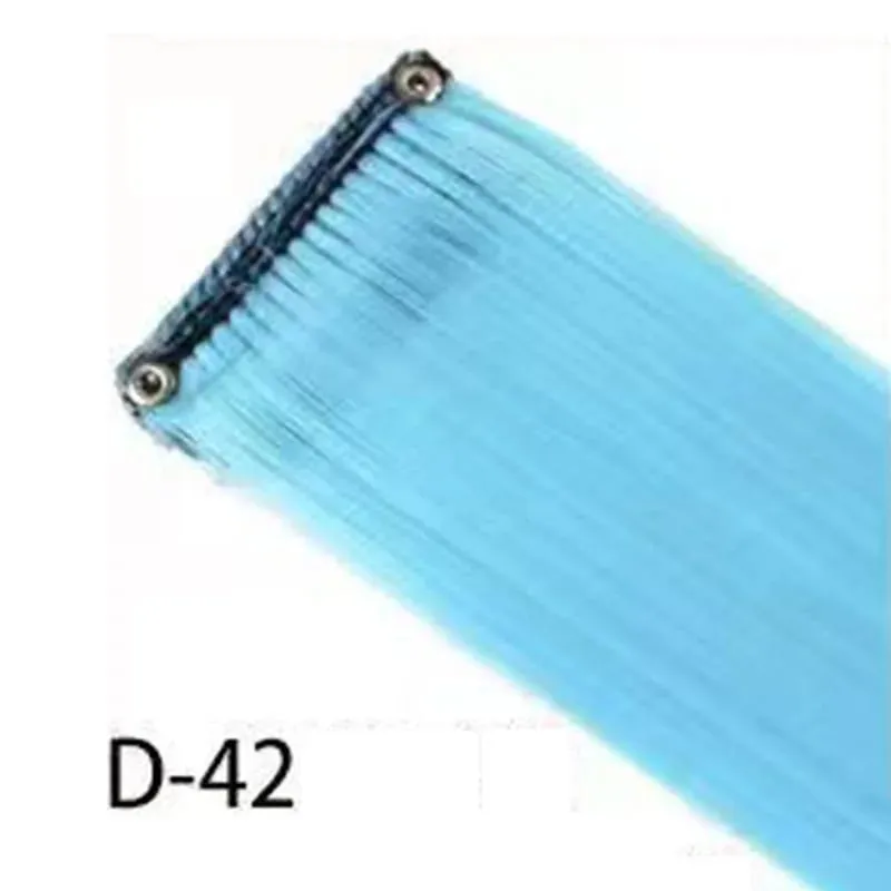 Synthetic 10Pcs colorful Hair Extensions Clip in Colored Party Highlights Extension for Kids Girls Long Straight Hairpiece