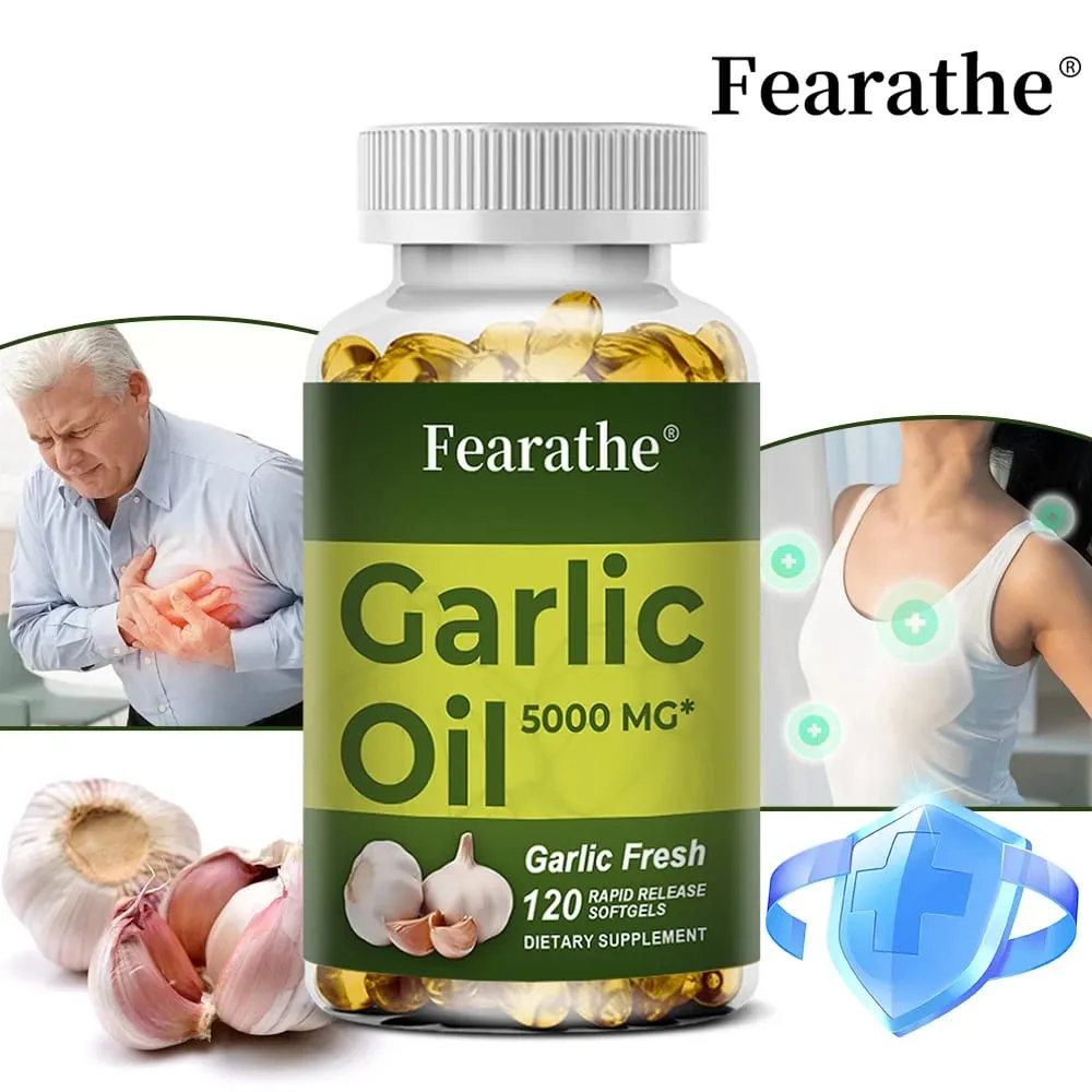 Complément alimentaire à l'huile d'ail frais de qualité supérieure, 5000 mg, pour la santé cardiaque et le soutien de la circulation, avec antioxydant sans OGM — image 2