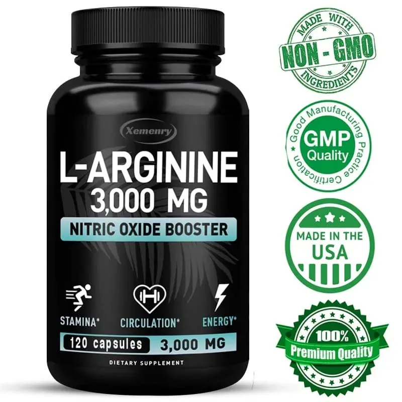 L-Arginine Supplement Boost Endurance -Increase for Energy Strength Vascular and Endurance Support During Exercise | Muscle Mas