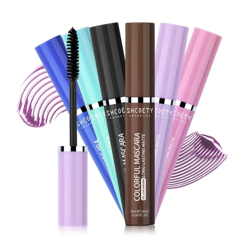 6-color Color Mascara Waterproof and Non-smudged Slender and Thick Curly Christmas Stage Hot Makeup Eye Cosmetics