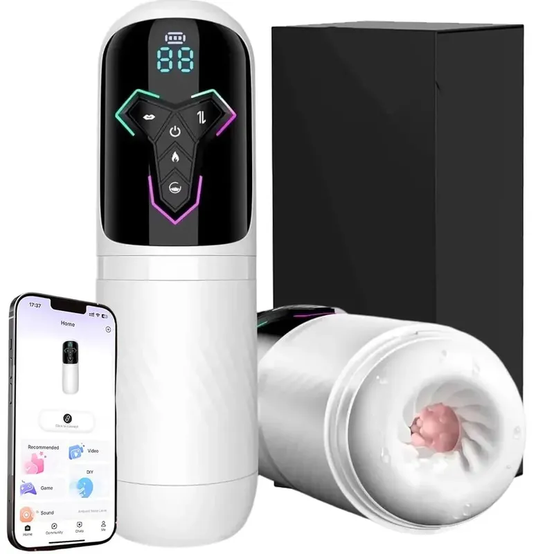 Automatic Male Masturbator Cup with Sucking Thrusting Heating Modes Stroker Blowiob Machine LCD Display Adult Sex Toy for Men