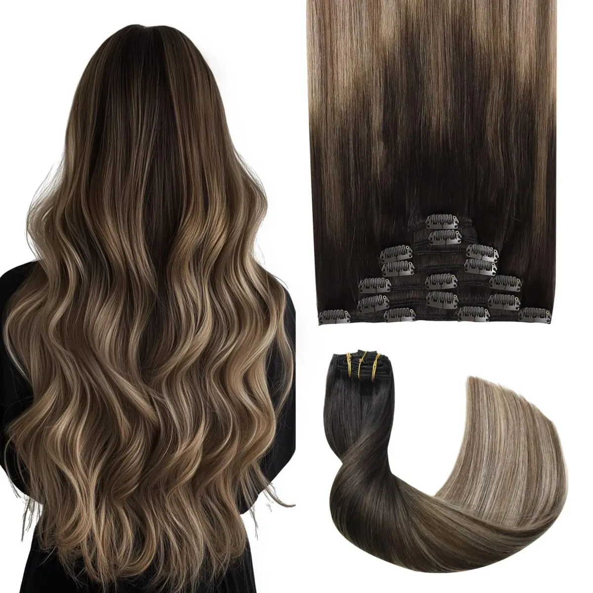 Sweetmet Pro2.0 Clip in Hair Extensions Real Human Hair 120g Thick 7pcs #60 Platinum Blonde Remy Real Human Hair Extensions Clip ins Seamless Double Weft for Women