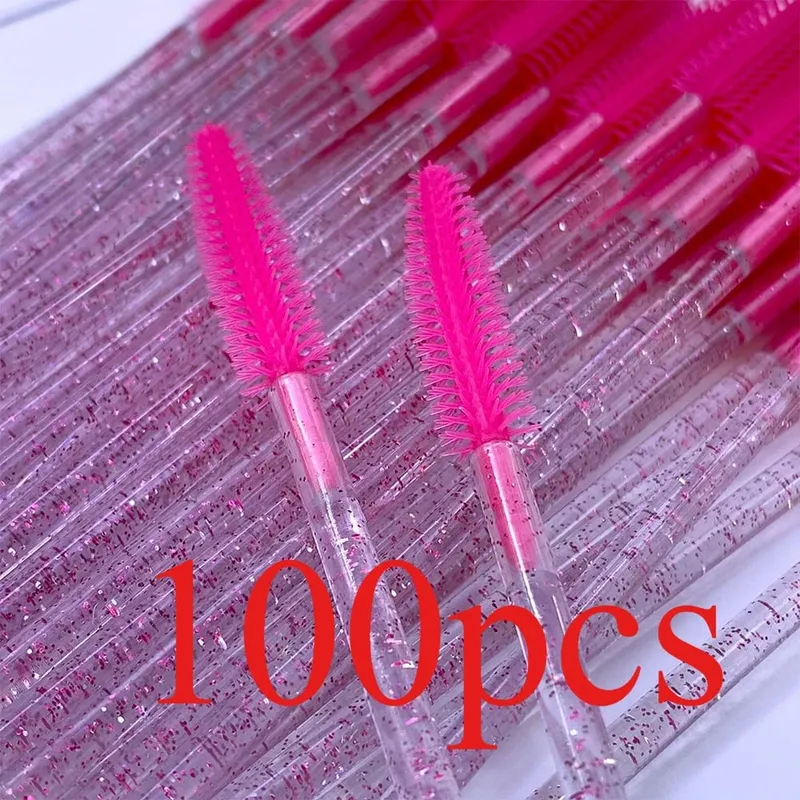 50/100 Pcs Silicone Crystal Mascara Wands Disposable Diamond Eyelash Brushes Comb Beauty Makeup Brush Tools for Women