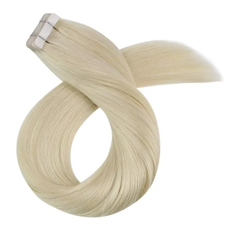 Moresoo Tape in Hair Extensions Brazilian Human Hair Real Natural Balayage Blonde Ombre Hair Straight Machine Remy Hair Tape Ins