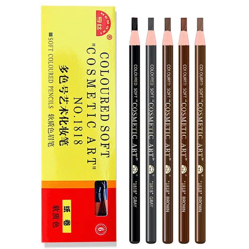10pcs Brand Hengsi Pull Peel Eyebrow Pencil Brown Black Waterproof Eyebrow Enhancement Wholesale Cosmetics Long Lasting Beginner